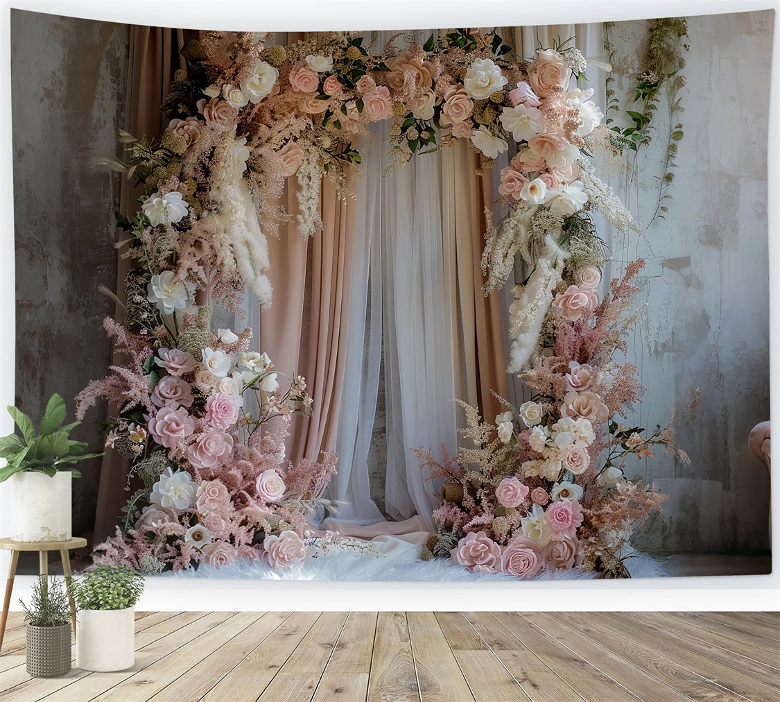 Backdrop Wedding Decorations Inspired Pink Bloom Arch Backdrop UK BRP12-387