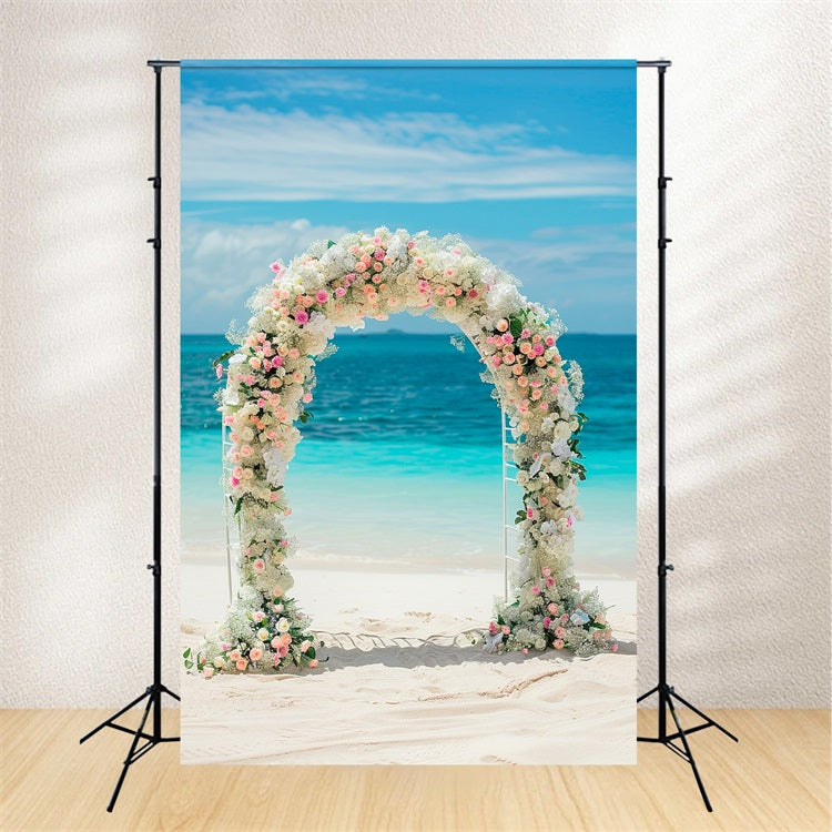 Outdoor Wedding Backdrop Beachside Floral Arch Backdrop UK BRP12-388