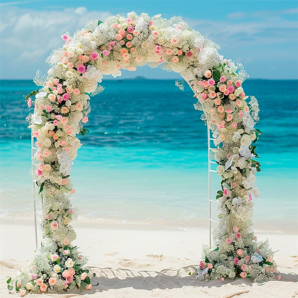 Outdoor Wedding Backdrop Beachside Floral Arch Backdrop UK BRP12-388