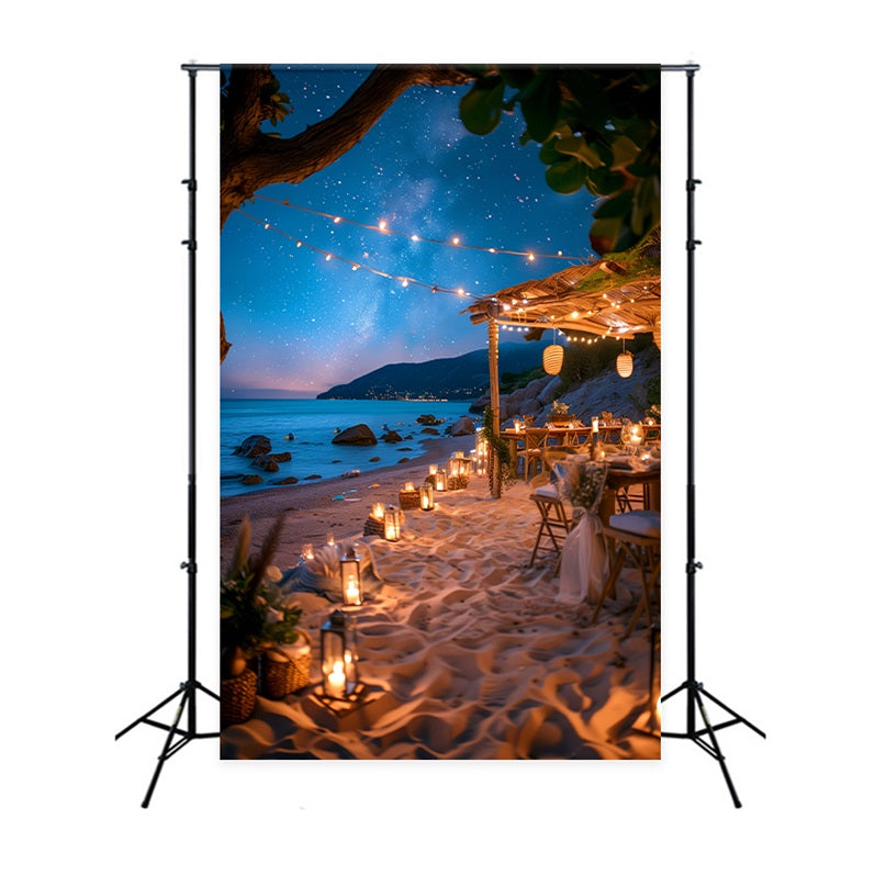 Backdrops For Weddings Starry Night Beachside Candlelit Backdrop UK BRP12-389