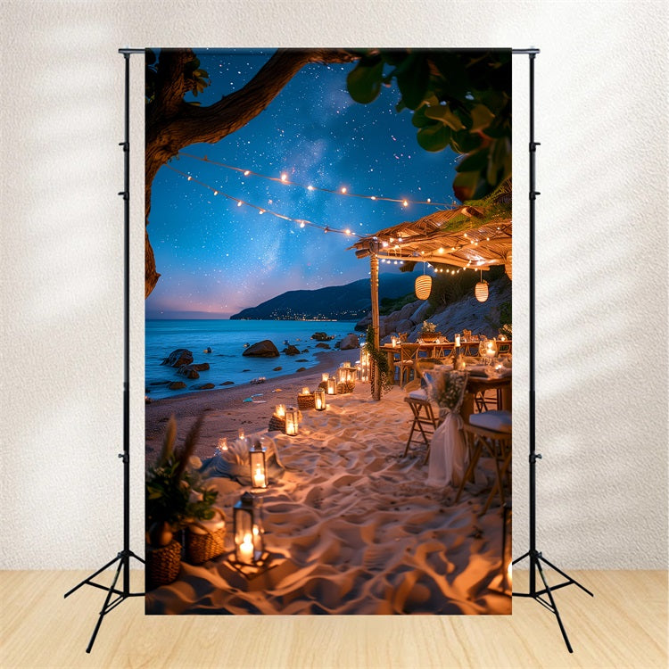 Backdrops For Weddings Starry Night Beachside Candlelit Backdrop UK BRP12-389