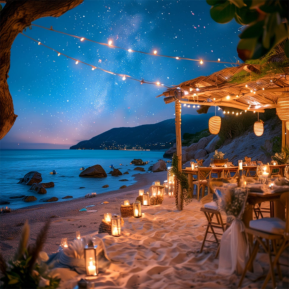 Backdrops For Weddings Starry Night Beachside Candlelit Backdrop UK BRP12-389