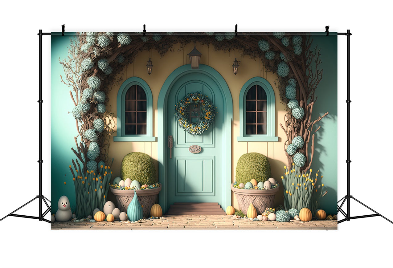 Easter Photo Backdrop Pastel Egg Garden Doorway Backdrop UK BRP12-390