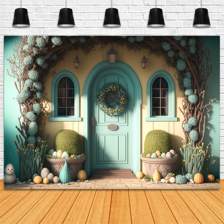 Easter Photo Backdrop Pastel Egg Garden Doorway Backdrop UK BRP12-390