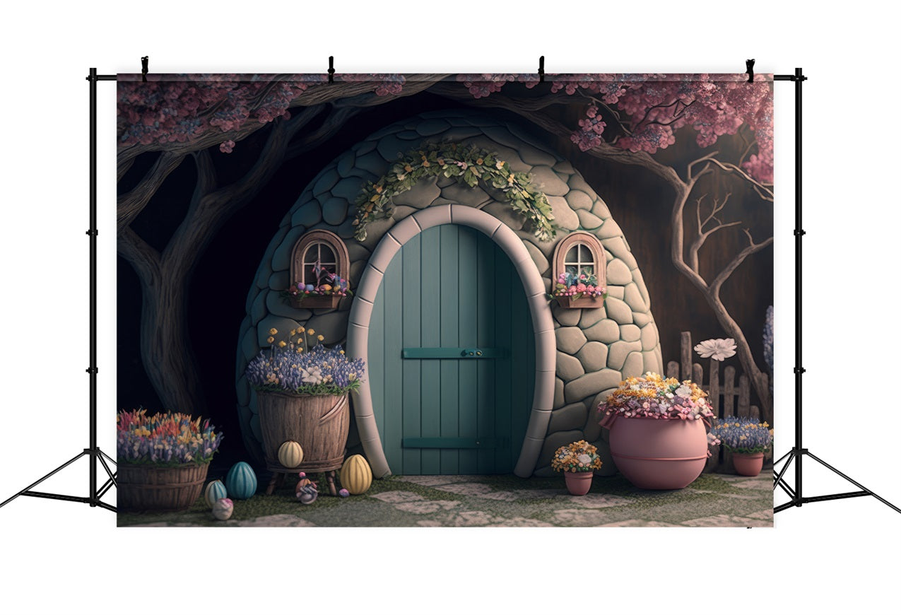 Easter Photo Backdrop Fairy Tale Easter Egg Cottage Backdrop UK BRP12-392