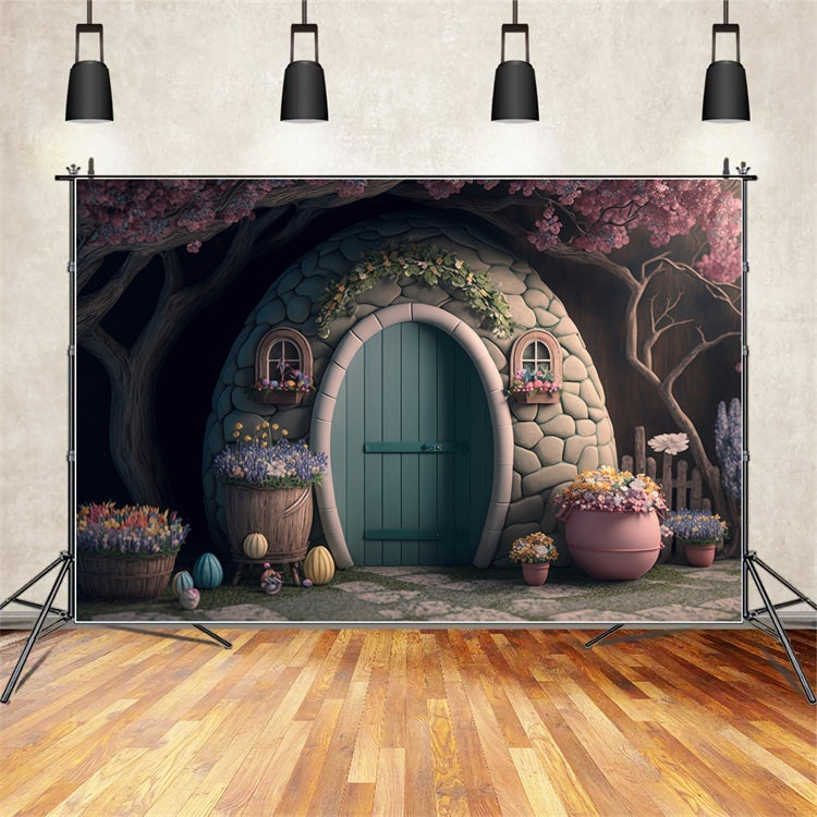 Easter Photo Backdrop Fairy Tale Easter Egg Cottage Backdrop UK BRP12-392