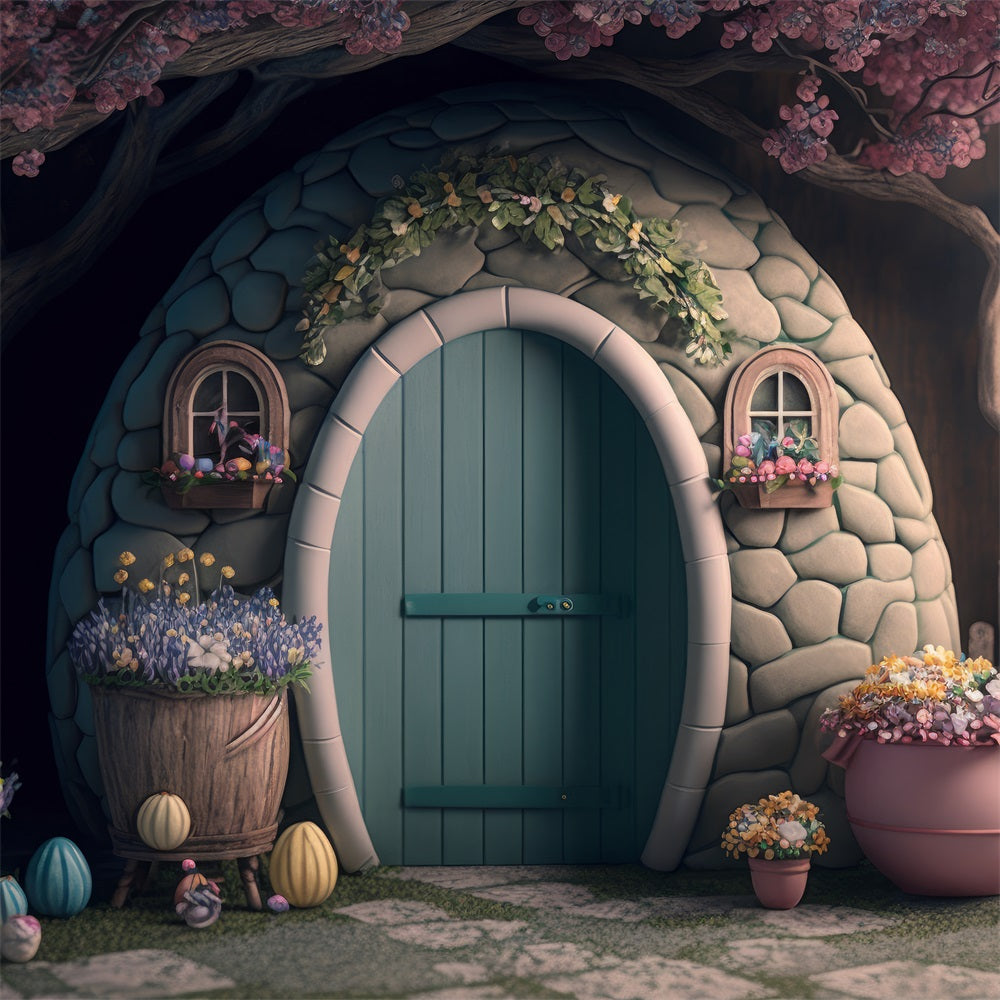 Easter Photo Backdrop Fairy Tale Easter Egg Cottage Backdrop UK BRP12-392