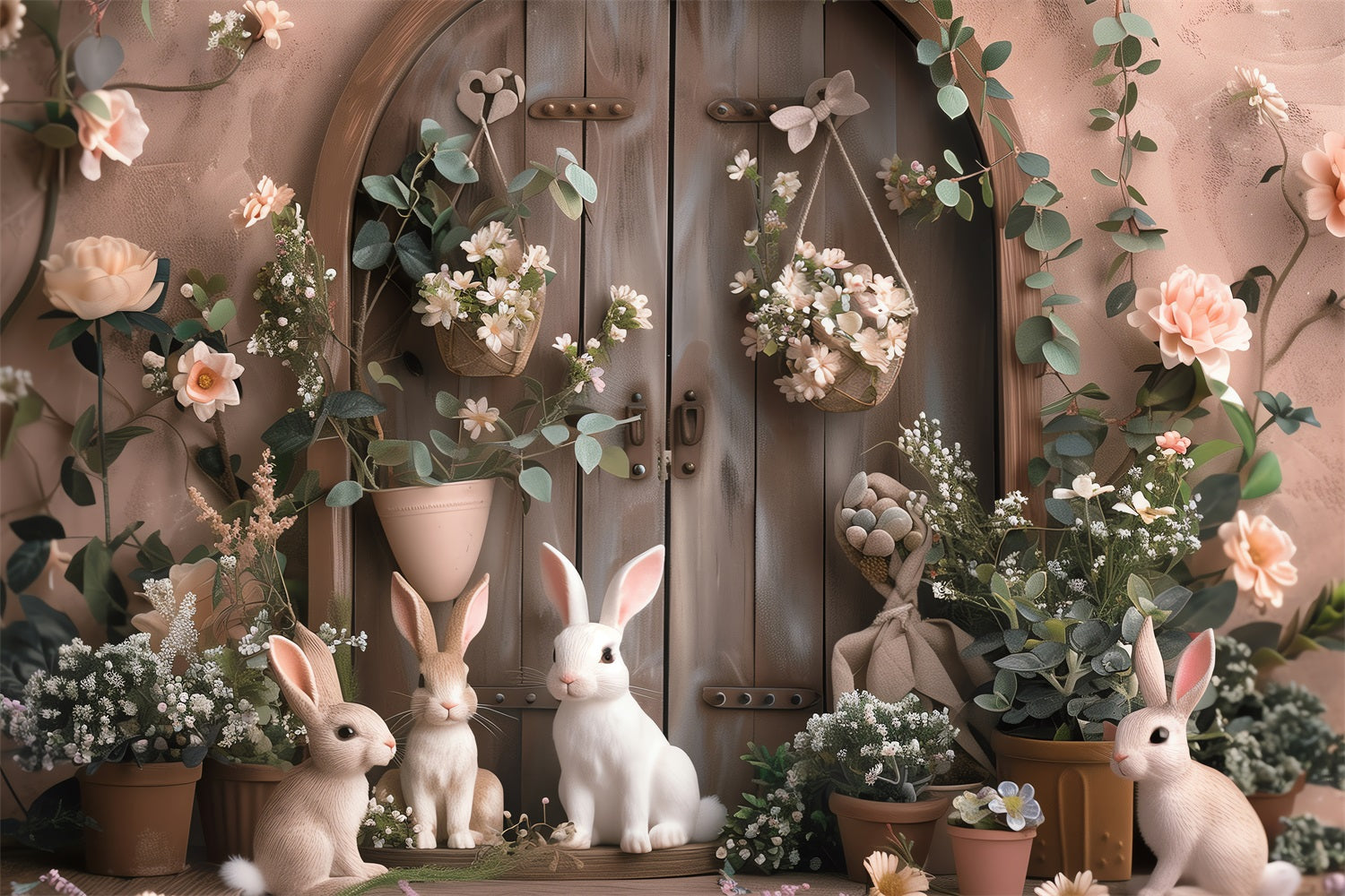 Easter Backdrop Photography Bunny Cottage Floral Decor Backdrop UK BRP12-393