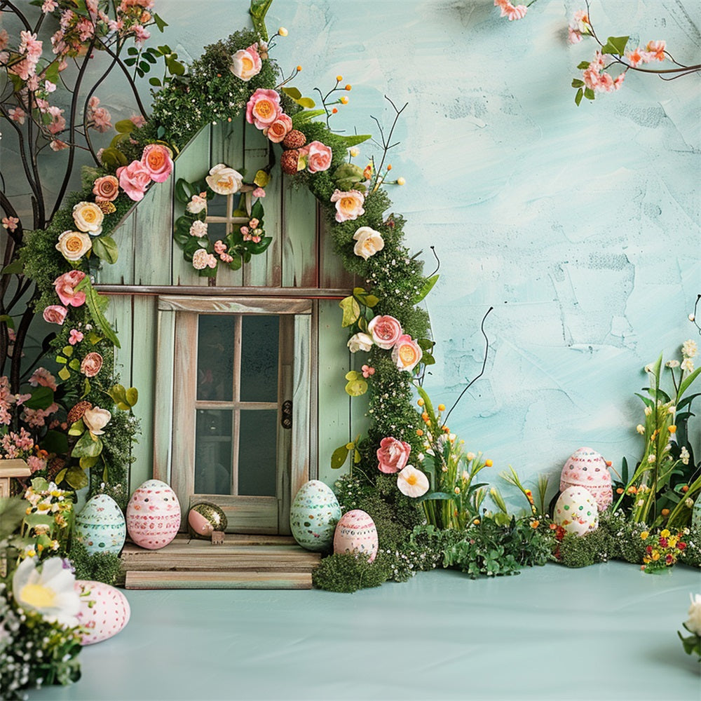 Easter Photography Backdrop Spring Floral Cottage Eggs Backdrop UK BRP12-396