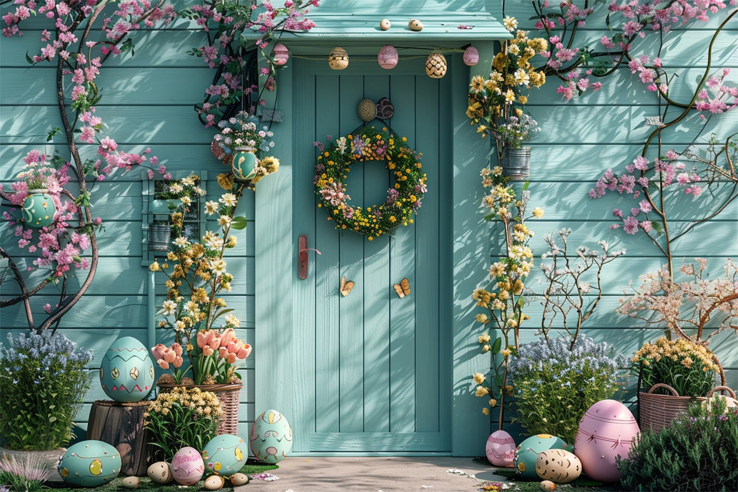 Photography Easter Backdrop Charming Doorway Spring Egg Backdrop UK BRP12-397