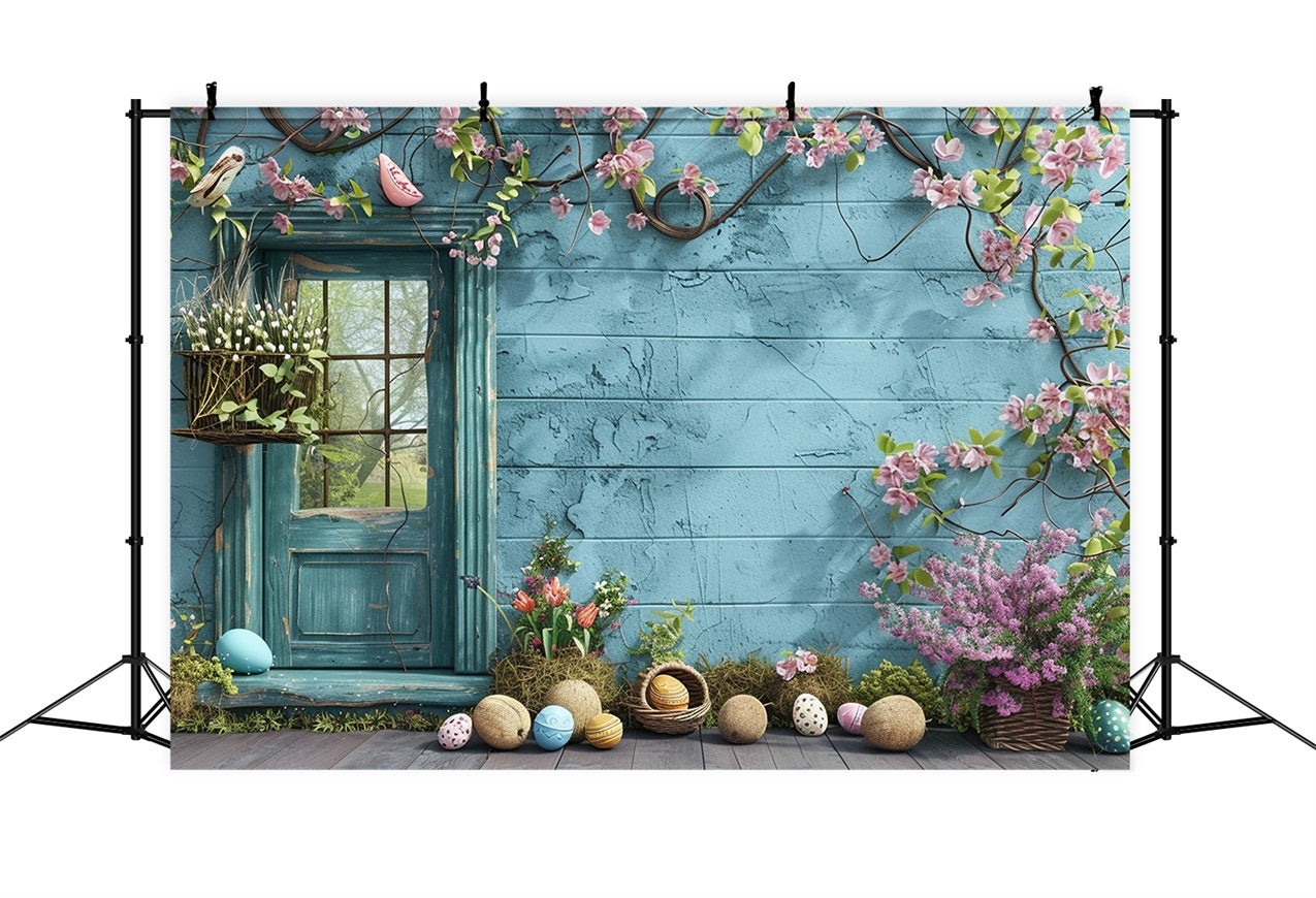 Easter Photo Backdrop Rustic Window Flower Vines Backdrop UK BRP12-398