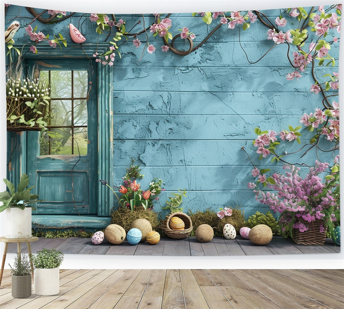 Easter Photo Backdrop Rustic Window Flower Vines Backdrop UK BRP12-398