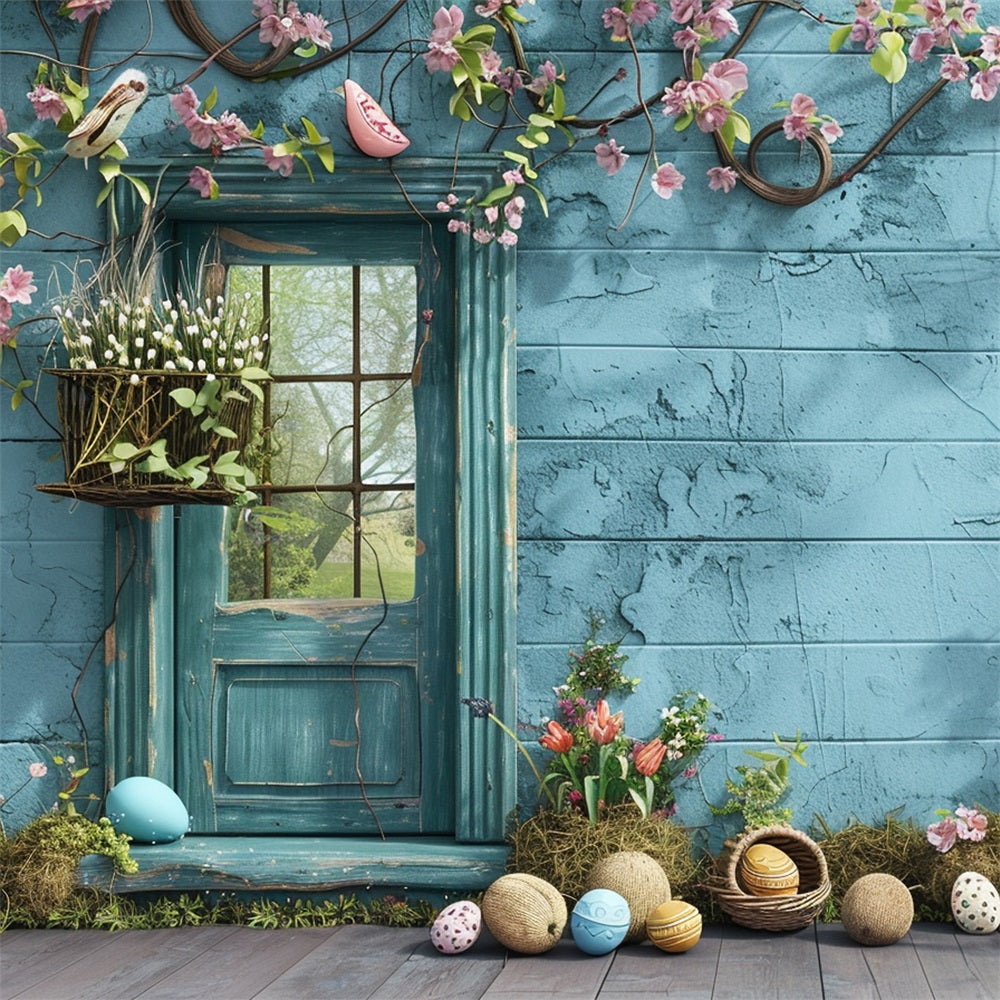 Easter Photo Backdrop Rustic Window Flower Vines Backdrop UK BRP12-398