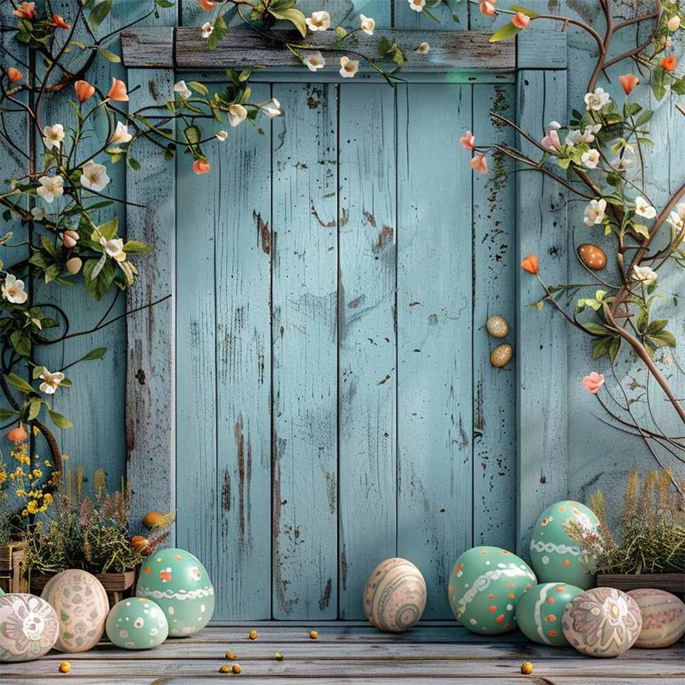 Backdrop Easter Blue Rustic Door Egg Decor Backdrop UK BRP12-400