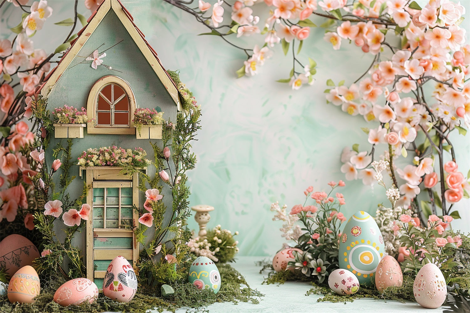 Easter Backdrops Photography Floral Cottage Egg Display Backdrop UK BRP12-401