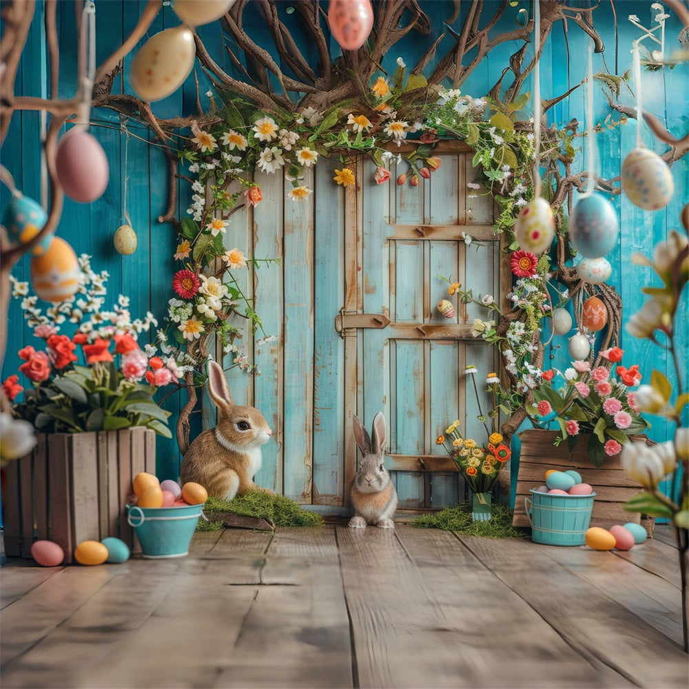 Easter Themed Backdrop Bunny Garden Rustic Door Backdrop UK BRP12-402