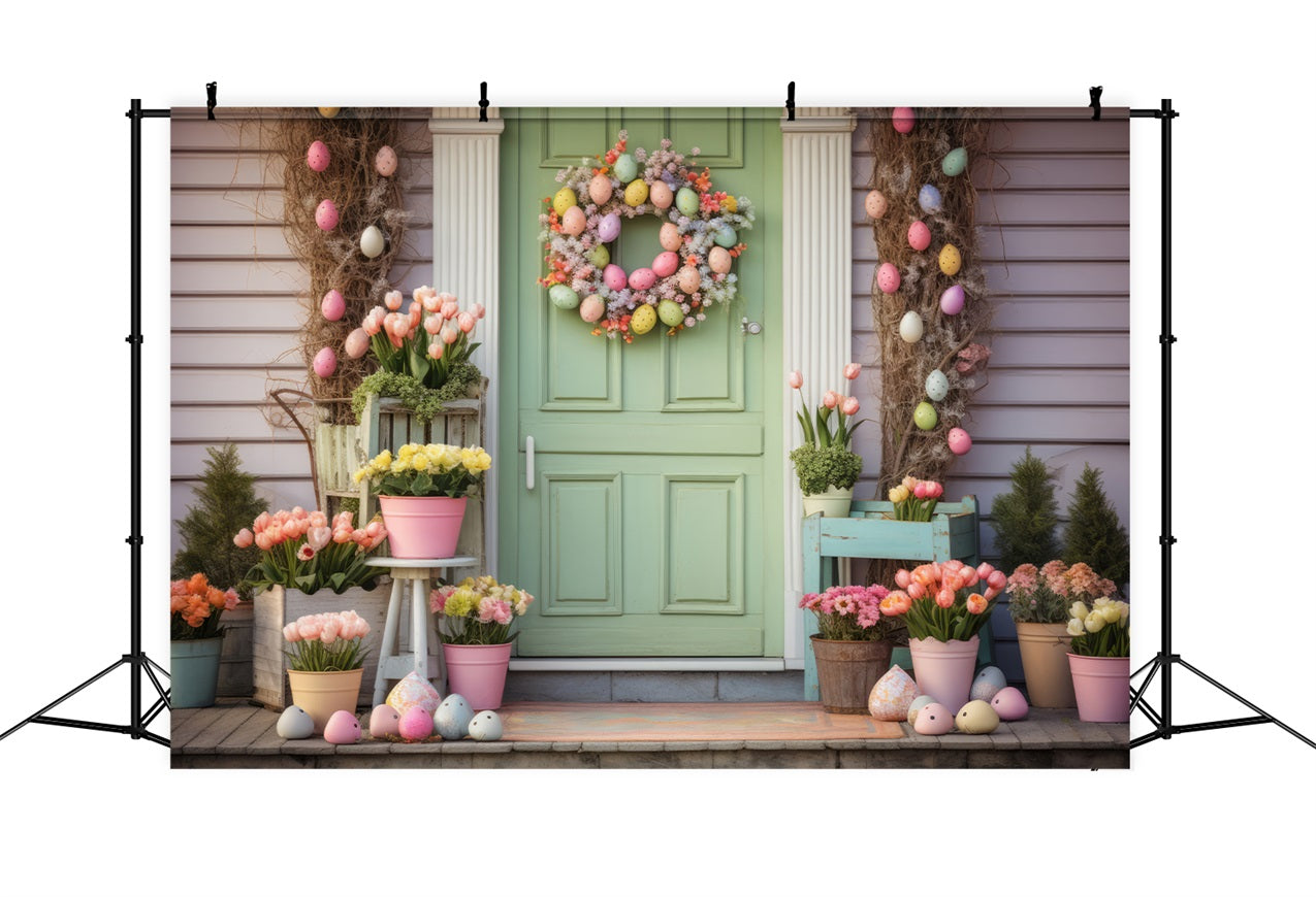 Easter Backdrops Ideas Green Door Tulip Decor Backdrop UK BRP12-404