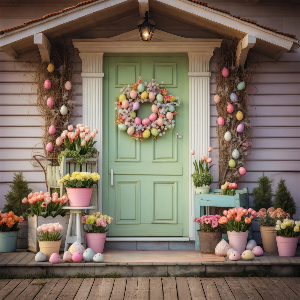 Easter Backdrops Ideas Green Door Tulip Decor Backdrop UK BRP12-404