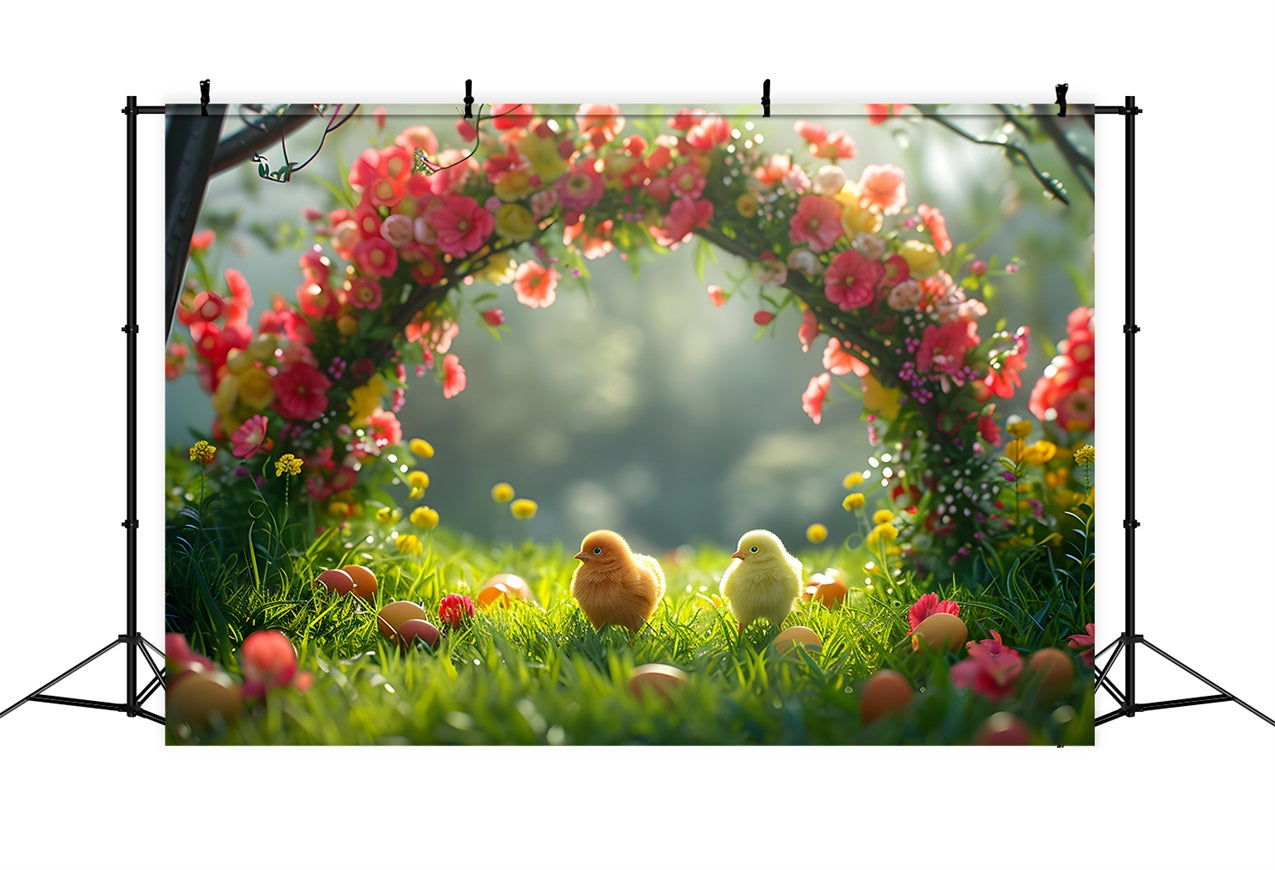 Photography Backdrop Easter Flower Arch Adorable Chicks Backdrop UK BRP12-407