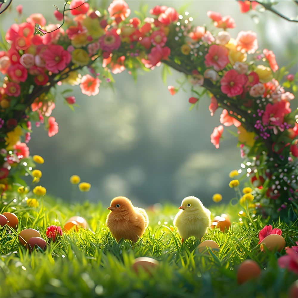 Photography Backdrop Easter Flower Arch Adorable Chicks Backdrop UK BRP12-407