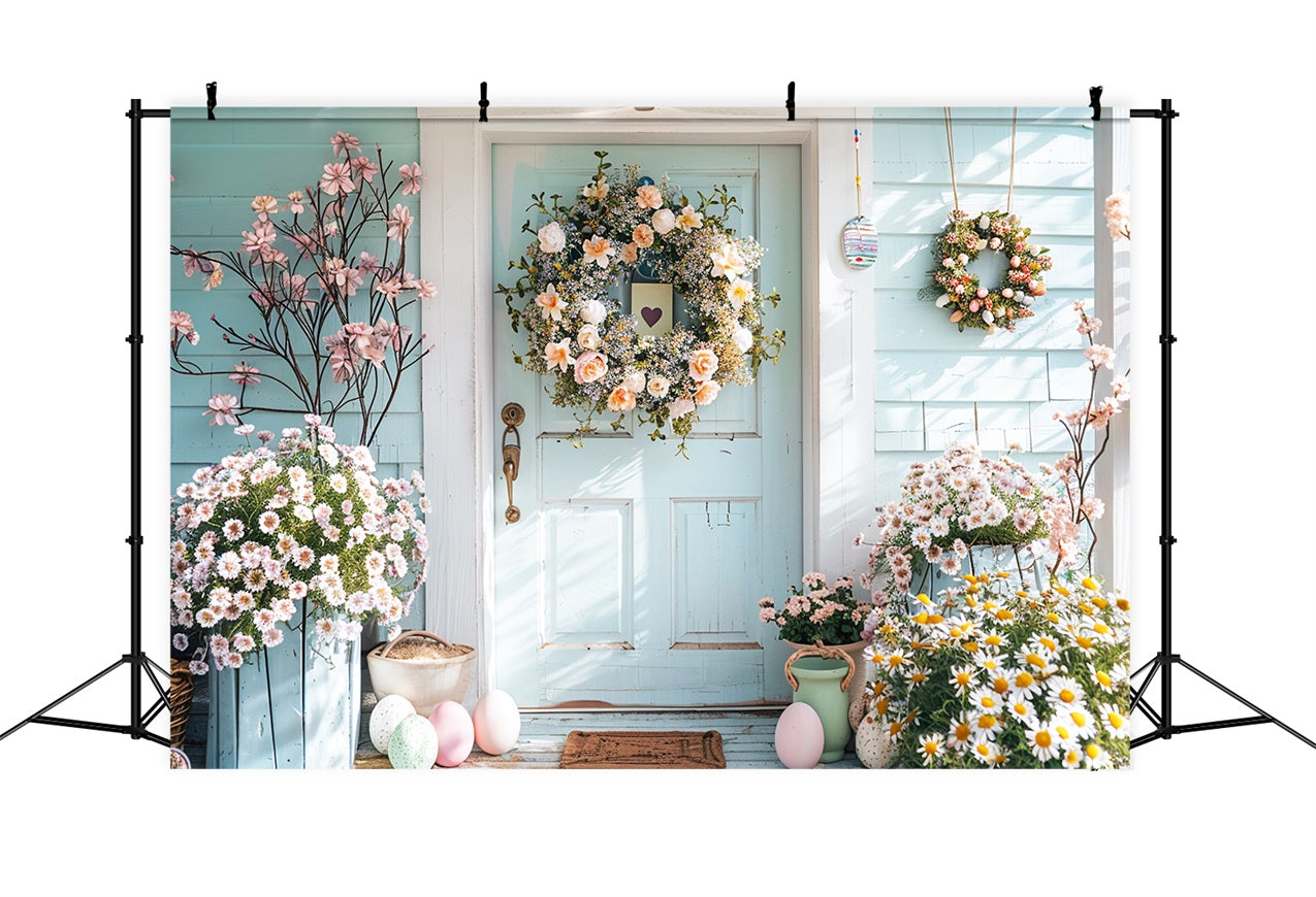 Backdrop For Easter Spring Porch Floral Wreath Backdrop UK BRP12-408