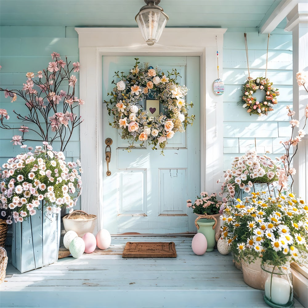 Backdrop For Easter Spring Porch Floral Wreath Backdrop UK BRP12-408