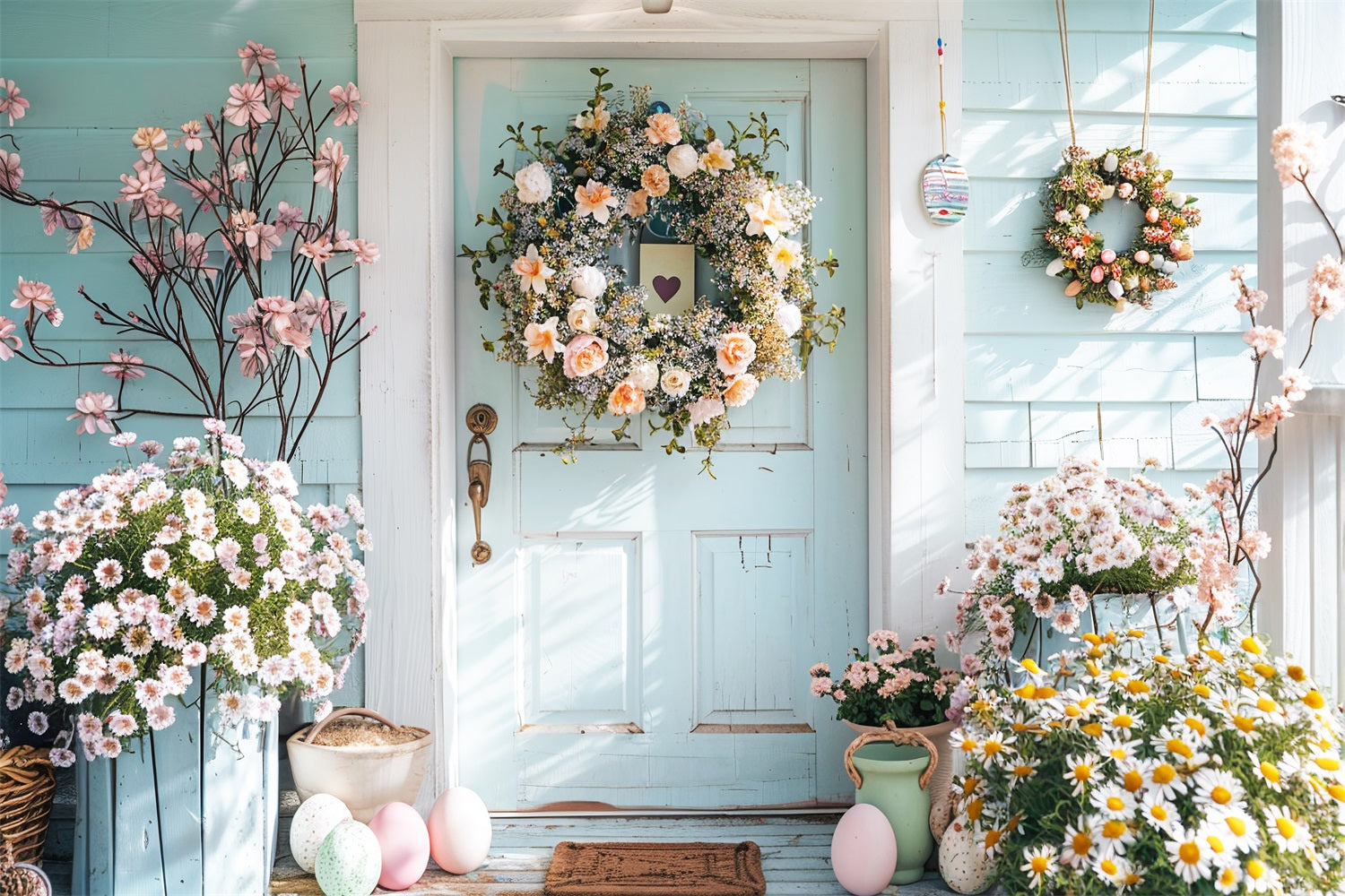 Backdrop For Easter Spring Porch Floral Wreath Backdrop UK BRP12-408