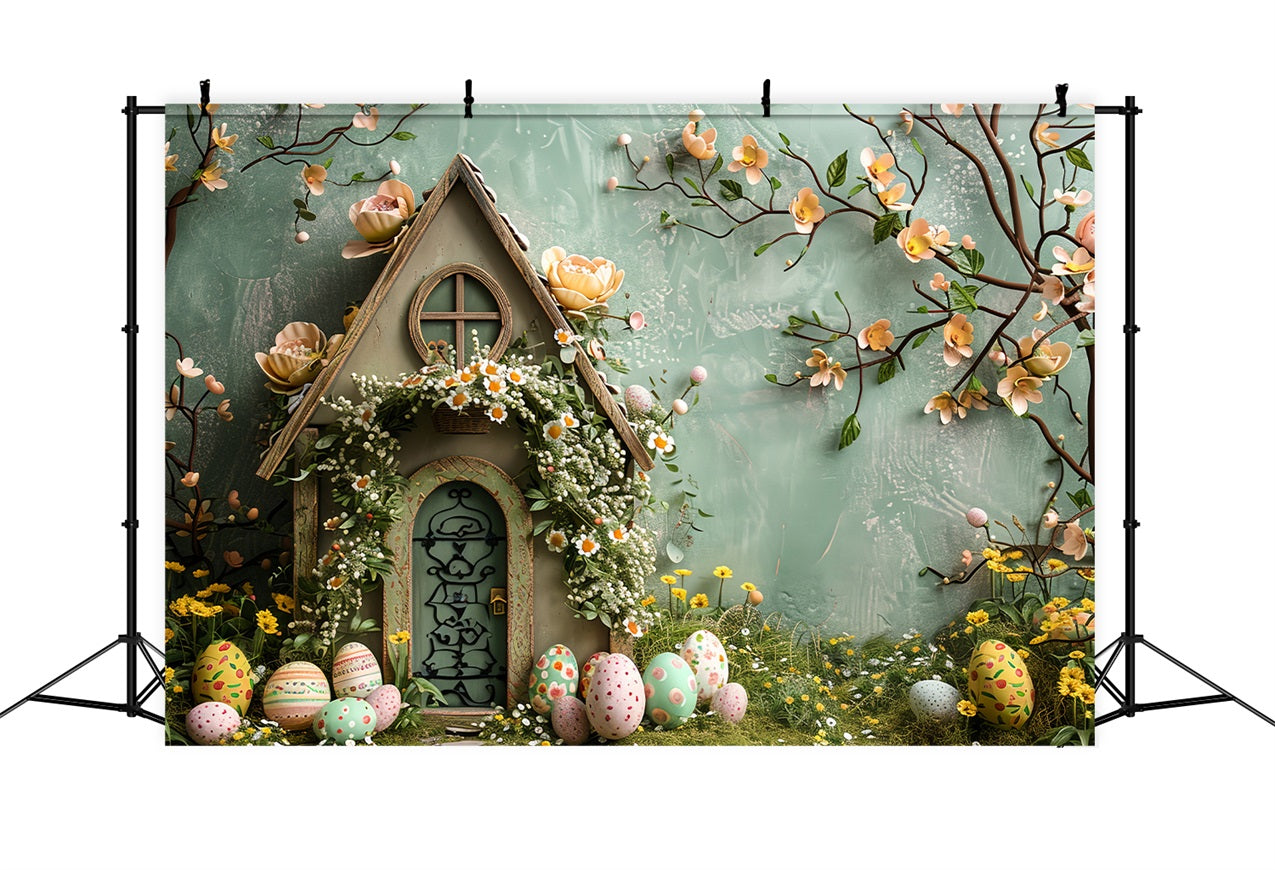 Photo Backdrops Easter Pastel Floral Decorated Cottage Backdrop UK BRP12-410