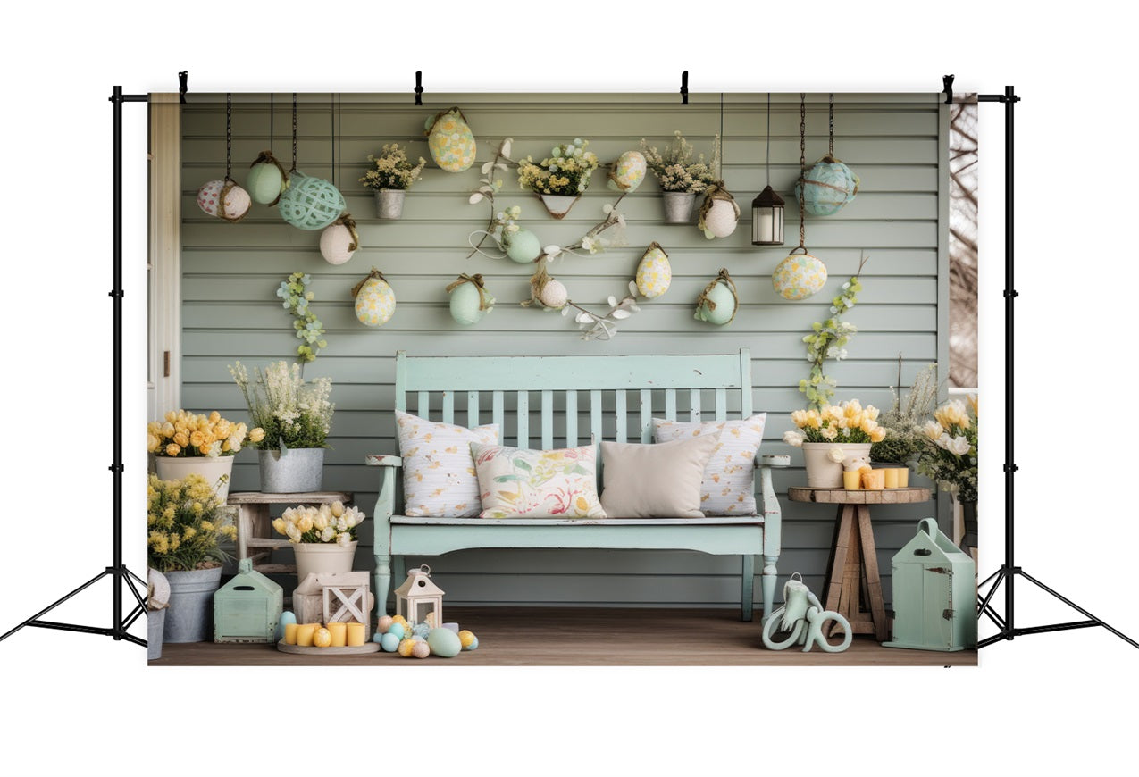 Easter Backdrop Ideas Yellow Tulips Rustic Porch Backdrop UK BRP12-414