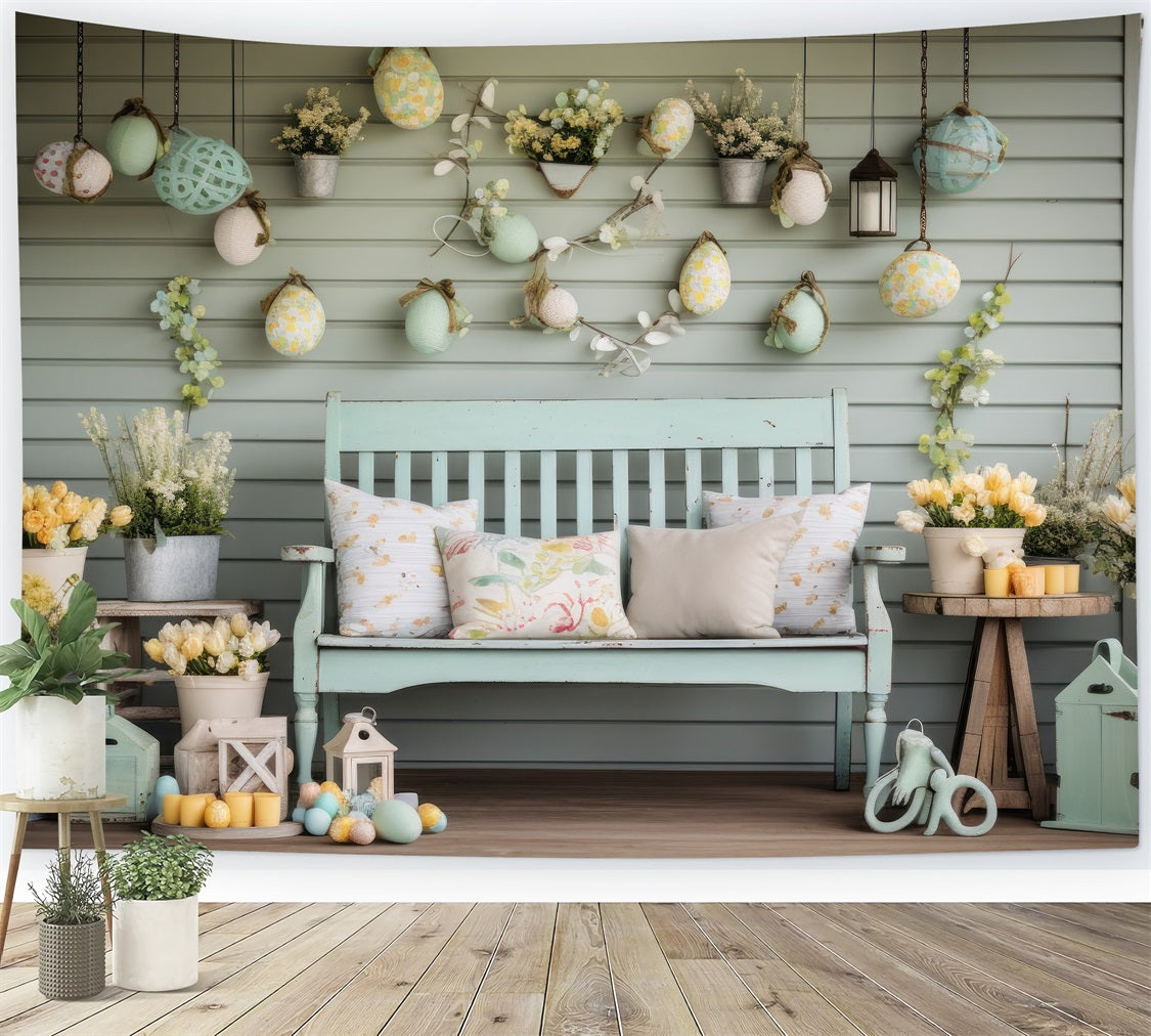 Easter Backdrop Ideas Yellow Tulips Rustic Porch Backdrop UK BRP12-414