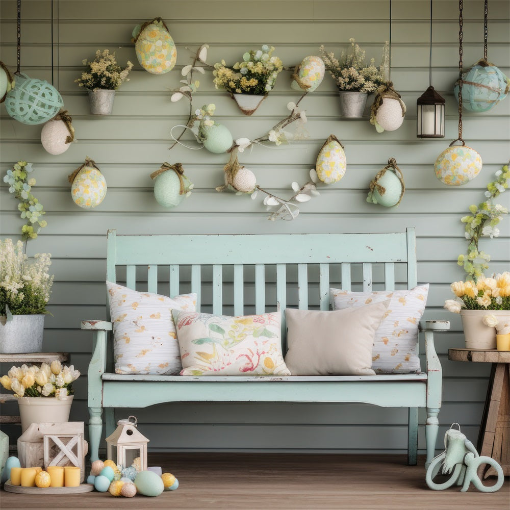 Easter Backdrop Ideas Yellow Tulips Rustic Porch Backdrop UK BRP12-414