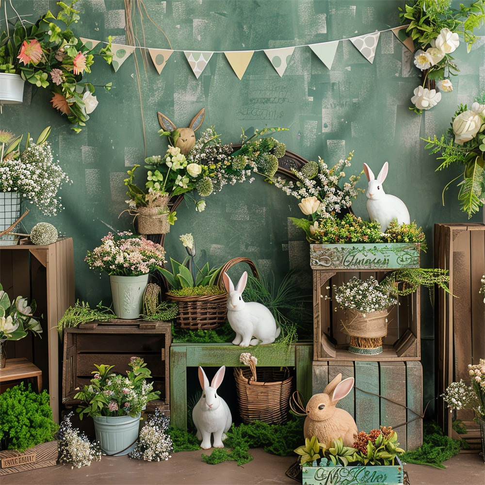 Easter Backdrops Fresh Spring Green Bunny Garden Backdrop UK BRP12-415