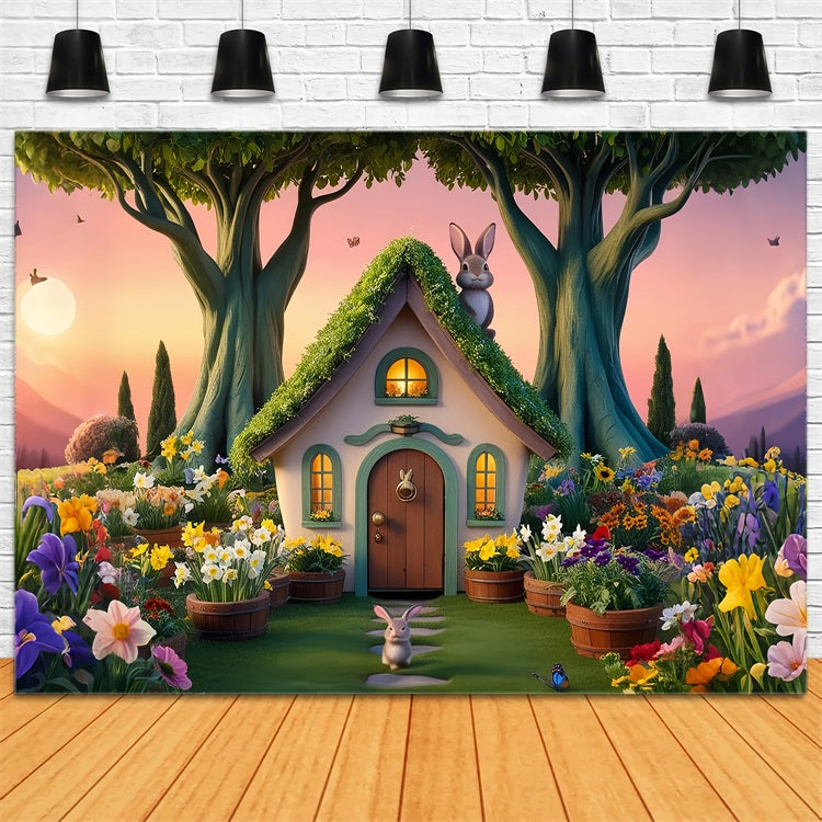 Easter Photography Backdrop Vibrant Bunny GardenTrees Backdrop UK BRP12-416