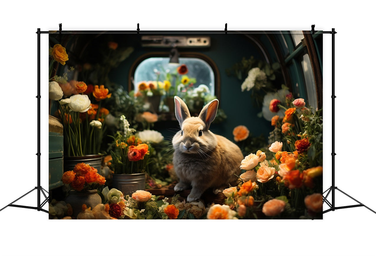 Easter Backdrops Pictures Floral Decor Bunny House Backdrop UK BRP12-419