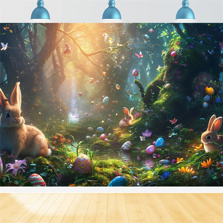 Easter Photo Backdrop Bunny Egg Hunt Forest Backdrop UK BRP12-422