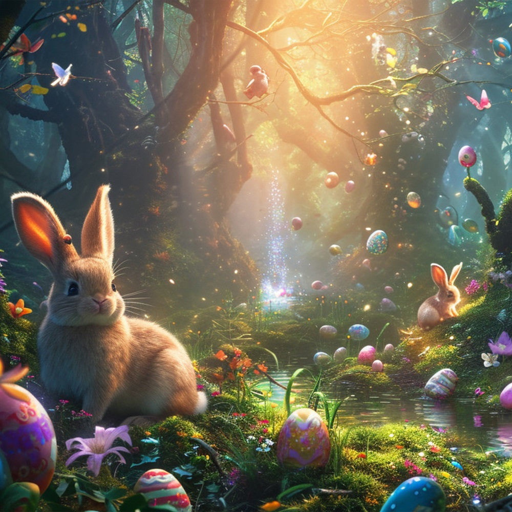 Easter Photo Backdrop Bunny Egg Hunt Forest Backdrop UK BRP12-422