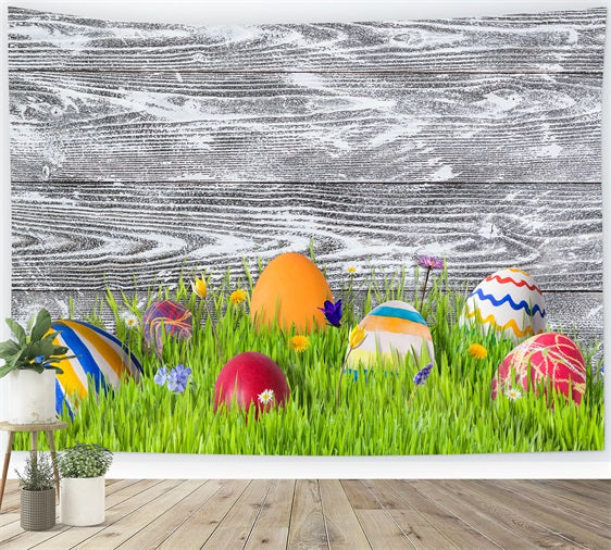 Easter Photo Backdrop Ideas Meadow Colorful Eggs Backdrop UK BRP12-424