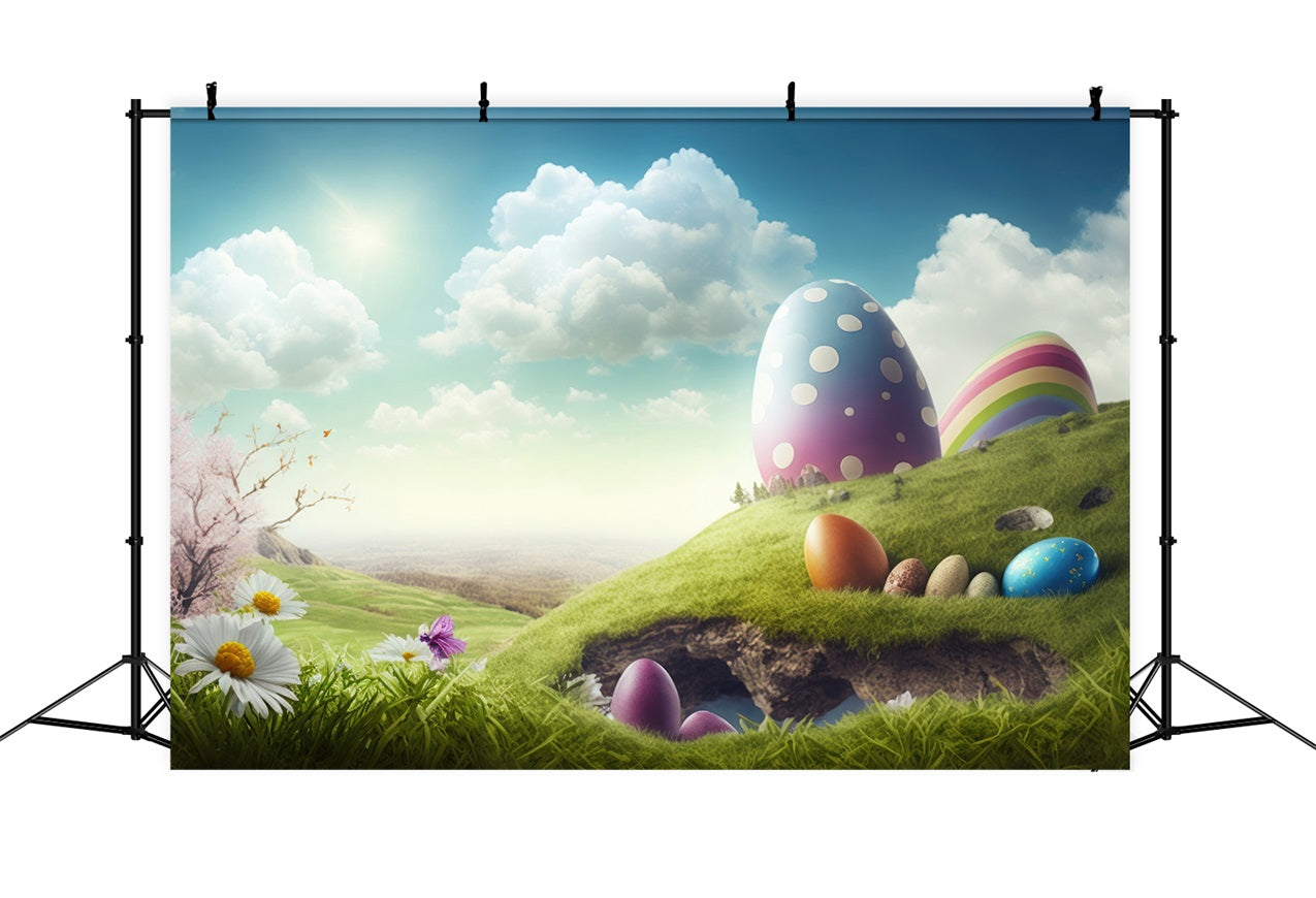 Easter Photography Backdrop Spring Eggs Scene Backdrop UK BRP12-425