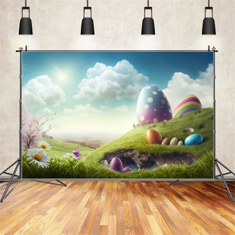 Easter Photography Backdrop Spring Eggs Scene Backdrop UK BRP12-425