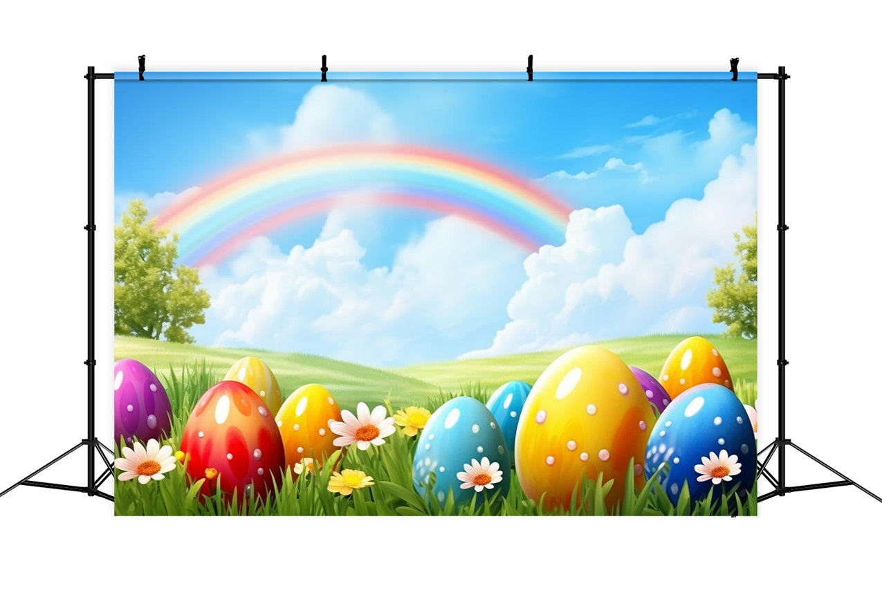 Easter Backdrops Photography Rainbow Grassland Egg Backdrop UK BRP12-426