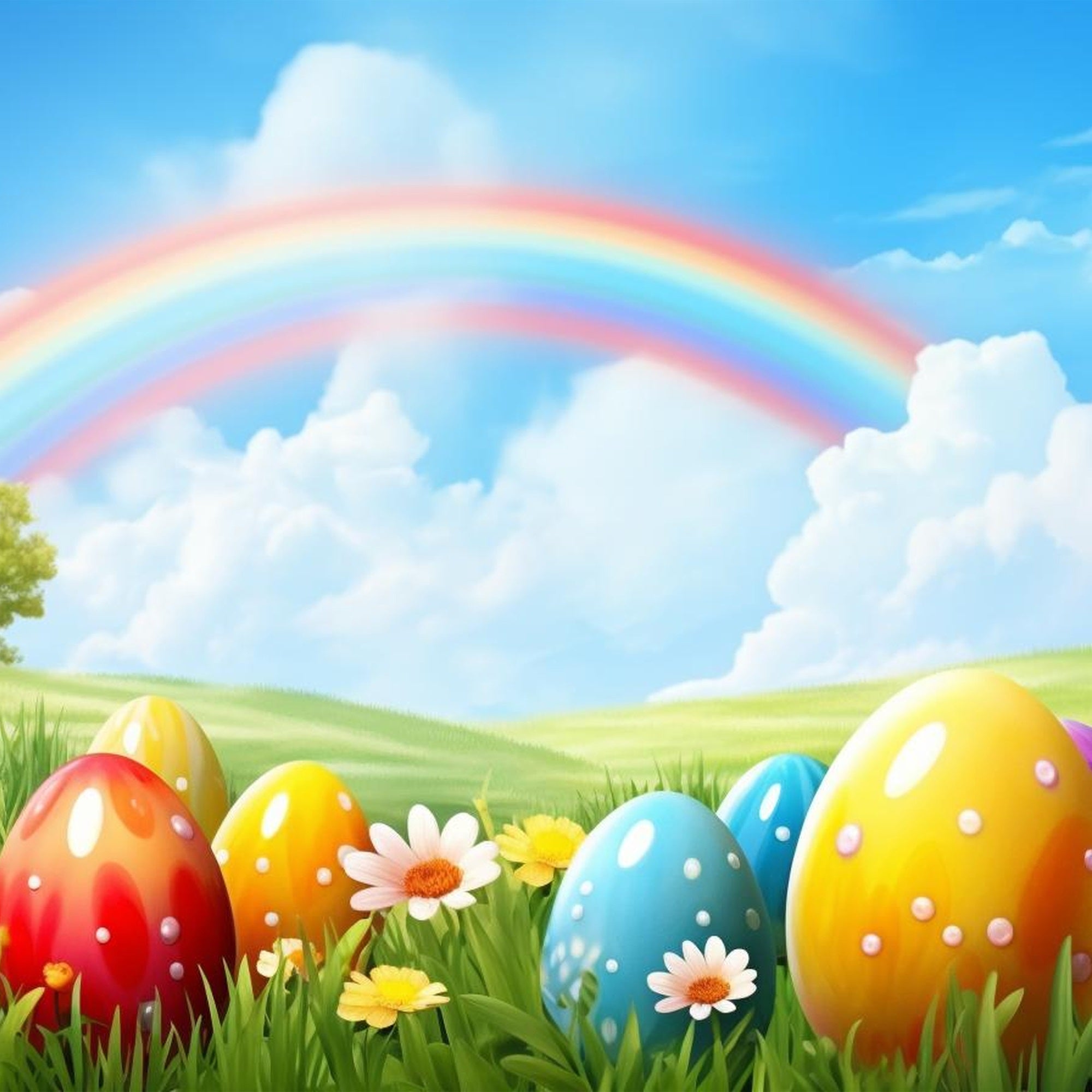 Easter Backdrops Photography Rainbow Grassland Egg Backdrop UK BRP12-426