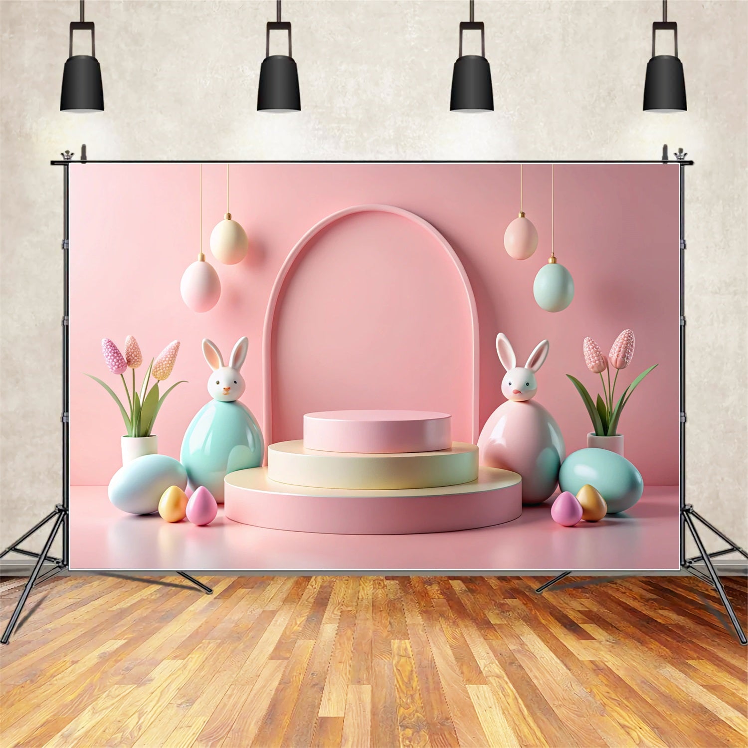 Easter Bunny Photo Backdrop Pink Arch Decor Backdrop UK BRP12-429