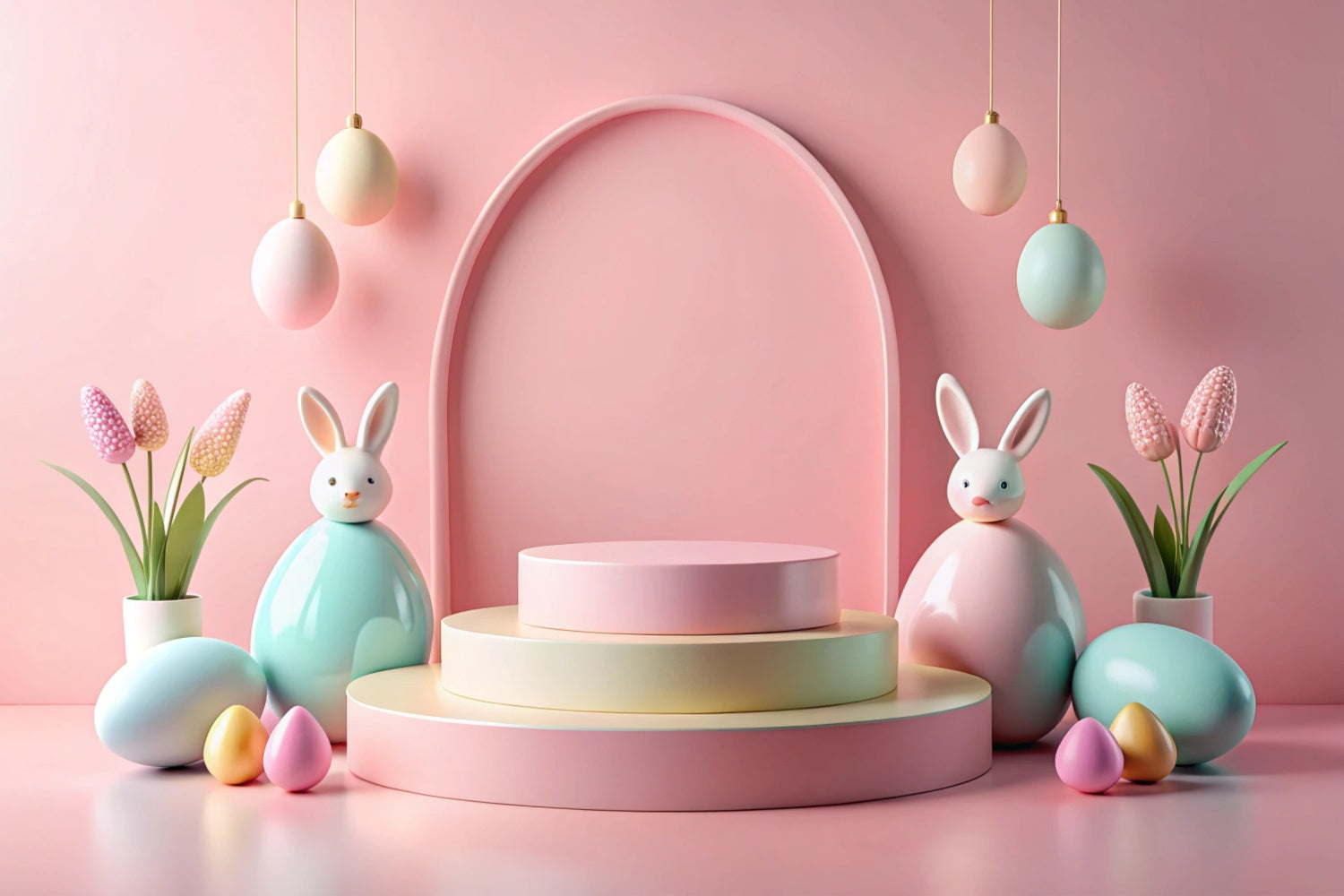 Easter Bunny Photo Backdrop Pink Arch Decor Backdrop UK BRP12-429