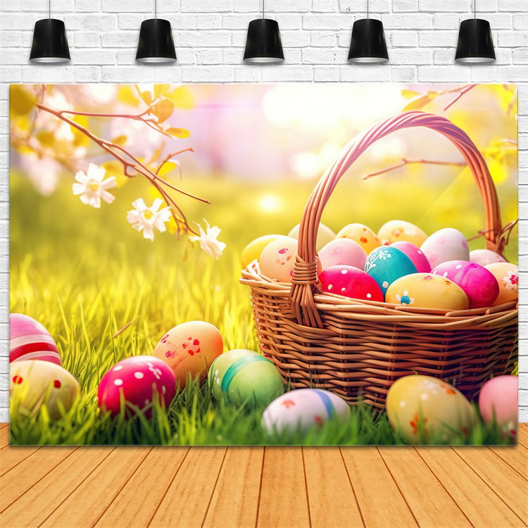 Easter Egg Backdrop Spring Basket Eggs Nature Photography Backdrop UK BRP12-431