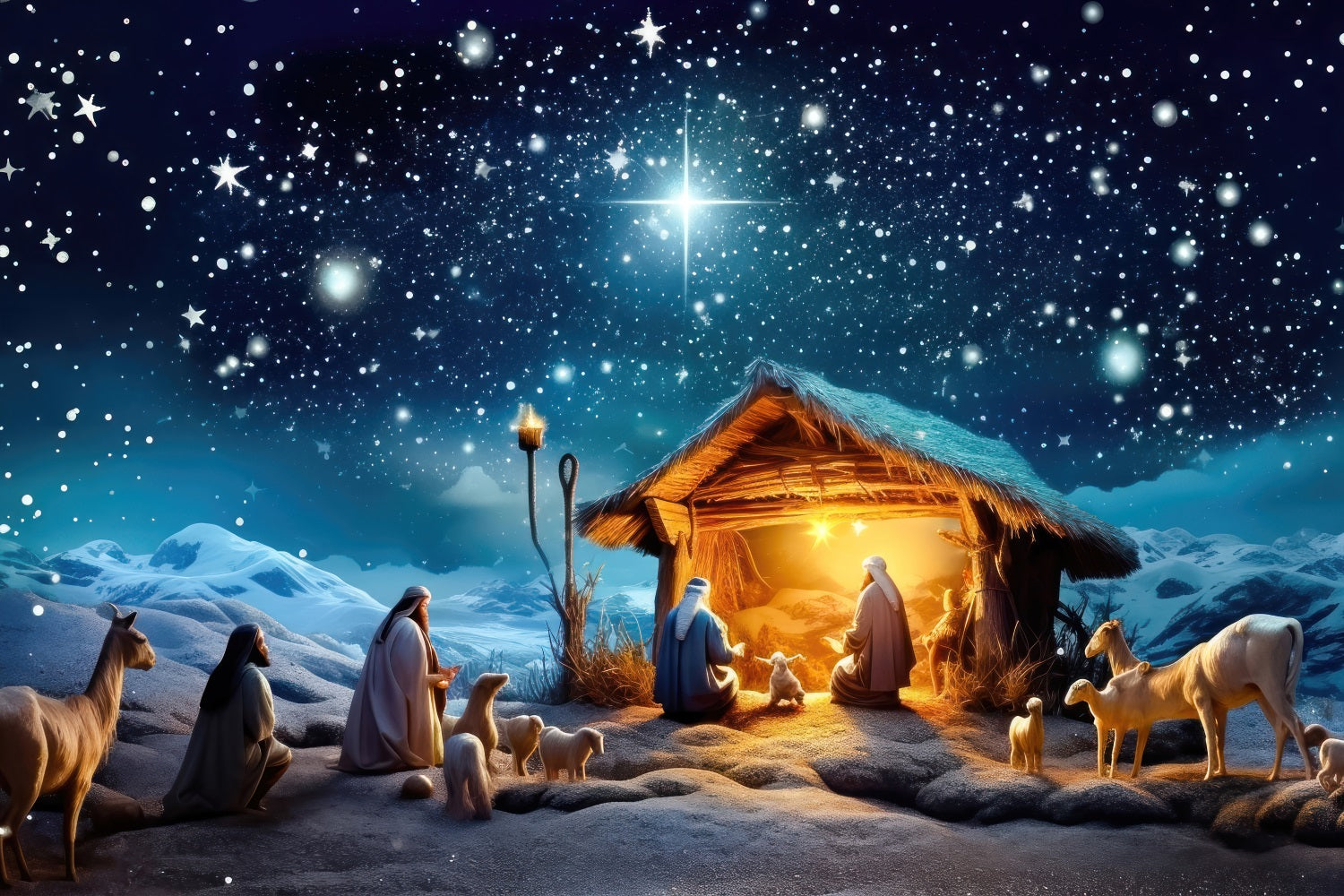 Nativity Backdrop Scene Bethlehem Star Manger Backdrop UK BRP12-438