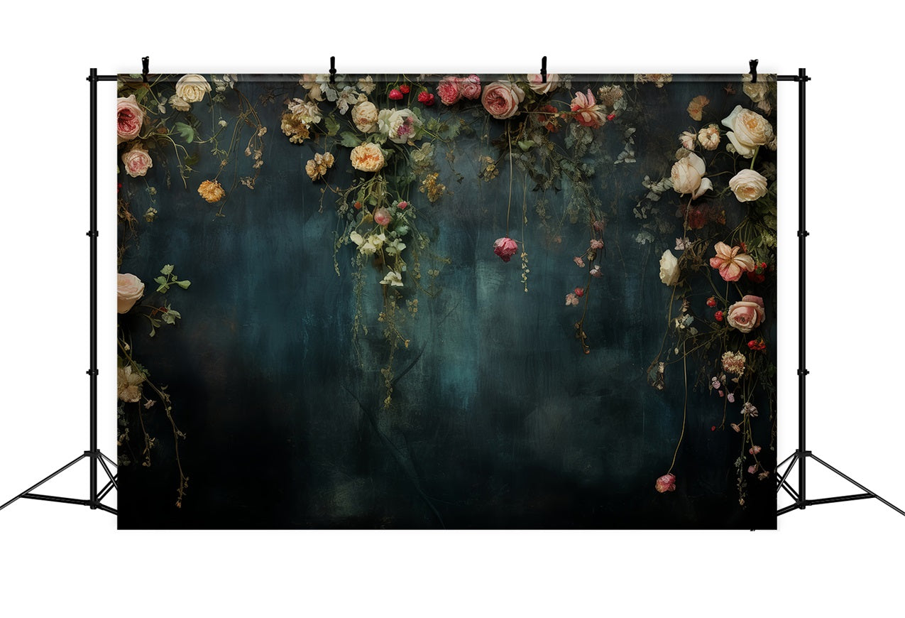 Maternity Shoot Backdrop Rose Vintage Blue Wall Backdrop UK BRP12-44