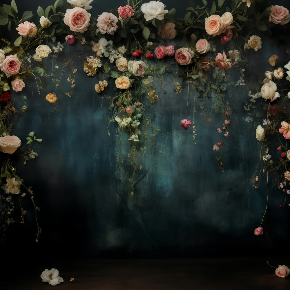 Maternity Shoot Backdrop Rose Vintage Blue Wall Backdrop UK BRP12-44