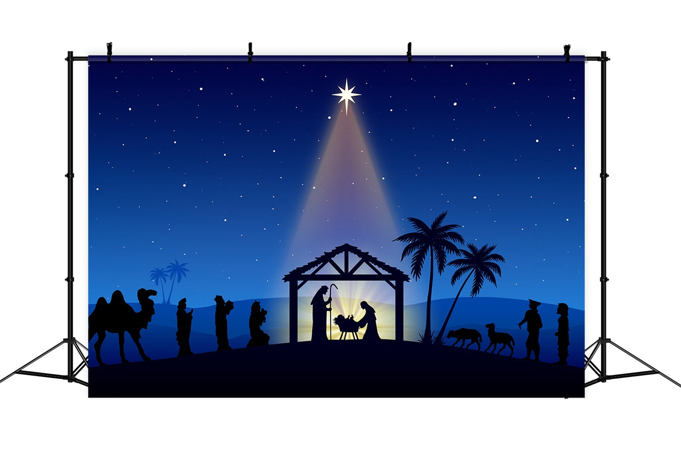 Nativity Backdrops Holy Light Manger Silhouette Scene Backdrop UK BRP12-440