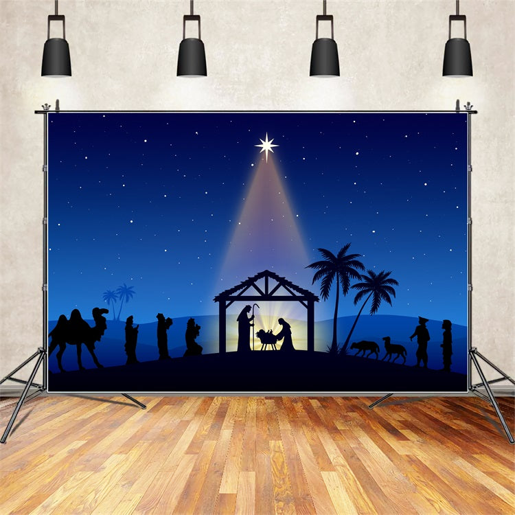 Nativity Backdrops Holy Light Manger Silhouette Scene Backdrop UK BRP12-440