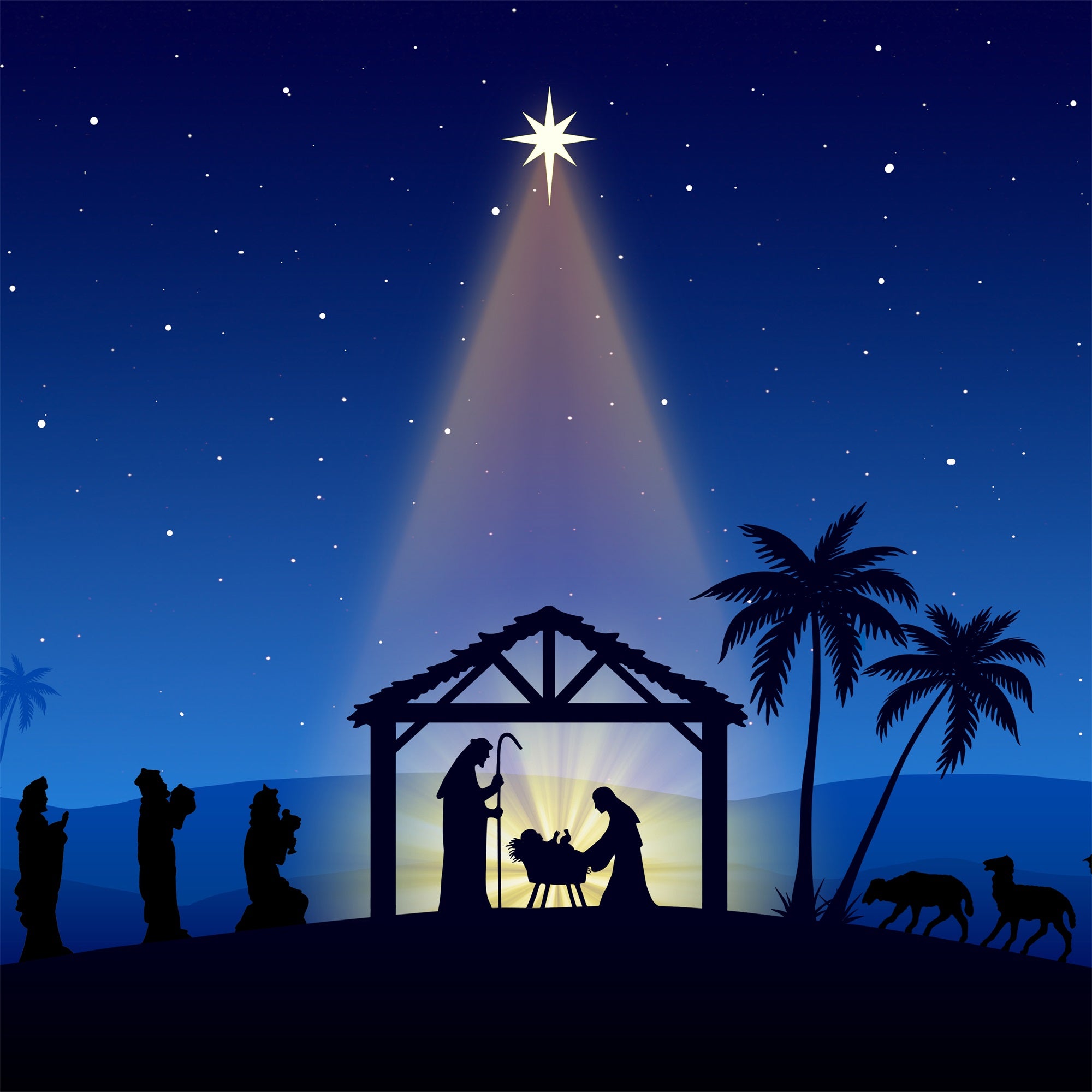 Nativity Backdrops Holy Light Manger Silhouette Scene Backdrop UK BRP12-440